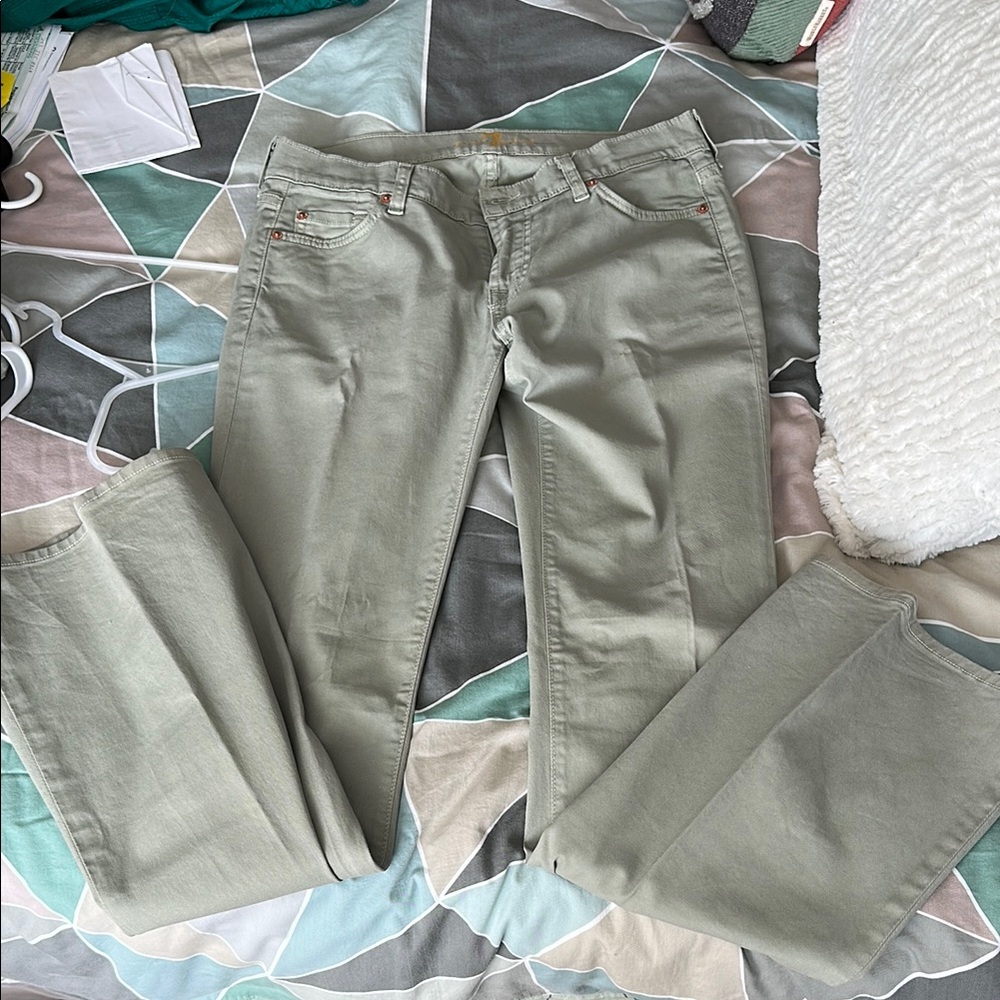 Low rise. Porch 7 for all mankind sage Green Jeans